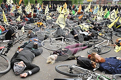 Environmental Activists against the killing of bees in London Editorial Stock Photo